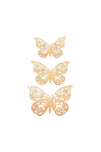 Decoratiuni Dulci Embroidered flower butterflies 3 sizes - Rose Gold