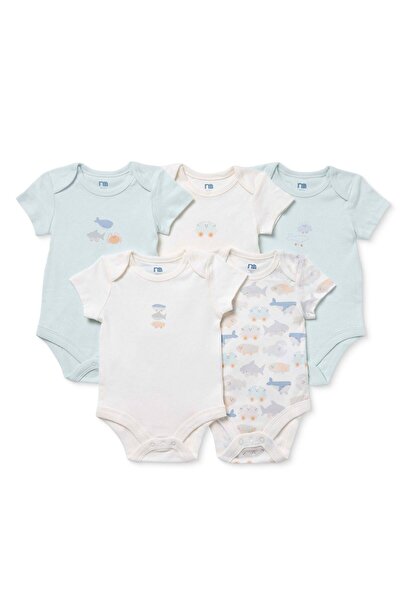 MOTHERCARE Erkek Bebek 5li Body Hayvan Baskılı Çıtçıtlı Zarf Yaka Long Sleeve