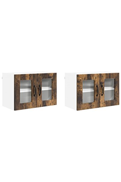 vidaxl Kitchen cabinet with shelf 2 pcs Smoked oak 60 x 31 x 40 cm