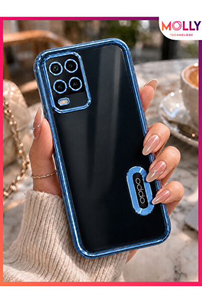 Molly OPPO A54 İçin Kenarları Metalik Sierra Blue Lens Koruyuculu Lou Lazer Ş...