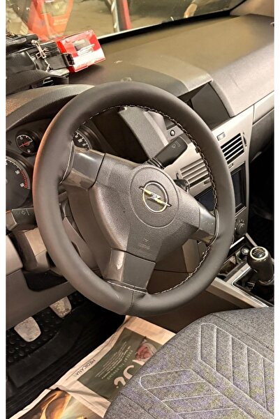 gürler oto kılıf ve aksesuar Dikmeli Direksiyon Kılıfı Opel Uyumlu Astra H Kasa Soft Siyah Gri İpli