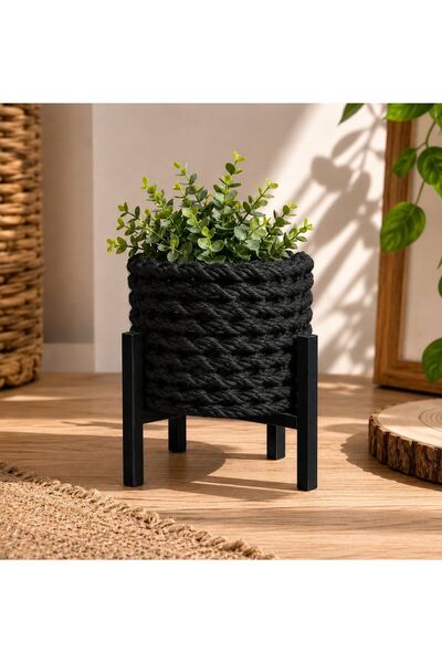 Bohem studio 20 cm Mt Standlı Örgü Saksı – SİYAH