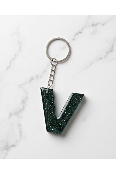 Luvia Accesories سلسلة مفاتيح على شكل حرف V من الإيبوكسي