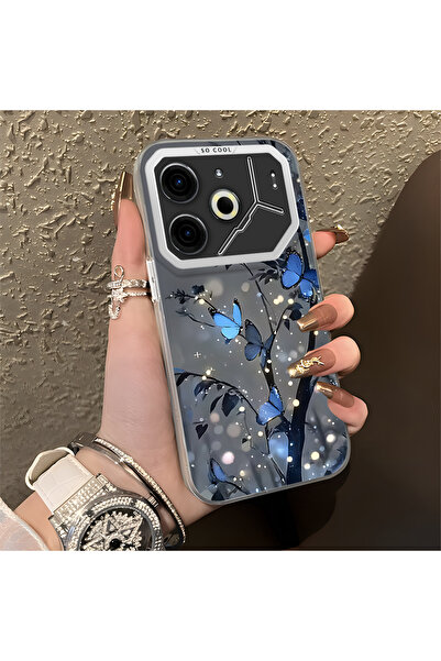 PATTERNOVA Tecno Pova 6/Pova 6 Pro 5G Uyumlu Nazarik Kelebek Desenli, Tam Kap...