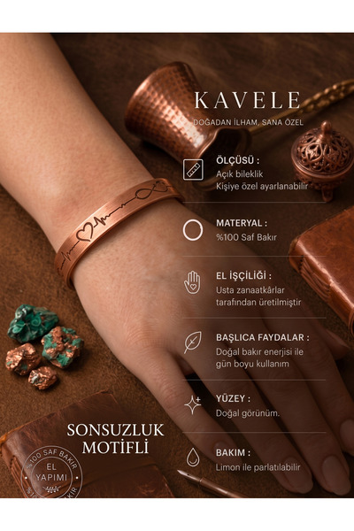 KAVELE Pure Copper Motif Bracelet-For Health-In Gift Box