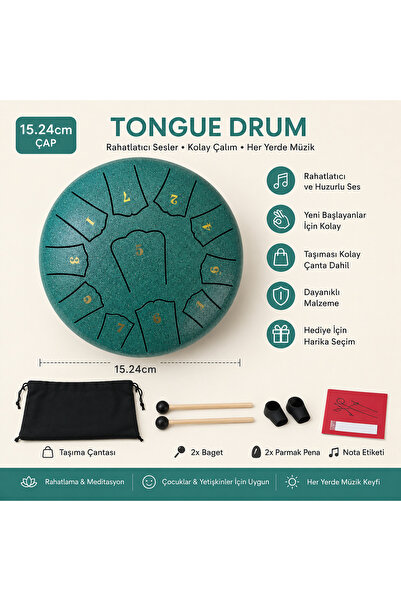 The Magıc of Healıng Tongue Drum 15.24 cm Çelik Dil Davulu 8 Nota Meditasyon ...
