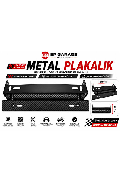 EP GARAJ OTOMOTİV KARBON KAPLAMA METAL ÜNİVERSAL PLAKALIK MOTORSİKLET VE OTOM...