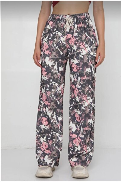 OK BLUME Women's Patterned Fabric Palazzo Trousers
