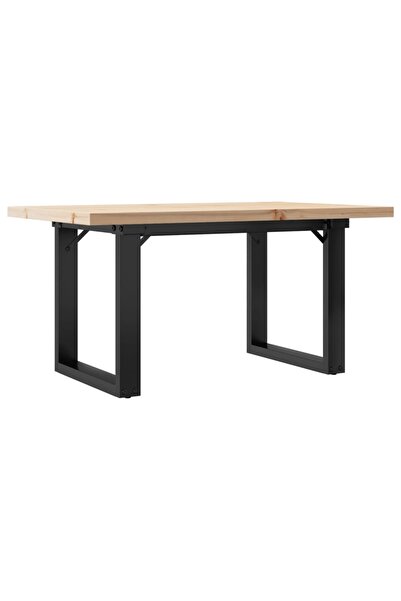 vidaxl Masă de cafea, cadru O, 80x50x40,5 cm, lemn masiv pin și Oţel