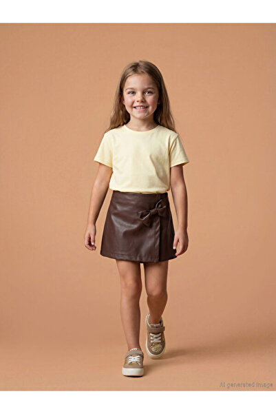 LC Waikiki Rmz Gi̇yi̇m Farkiyla Girls' Leather Look Shorts Skirt