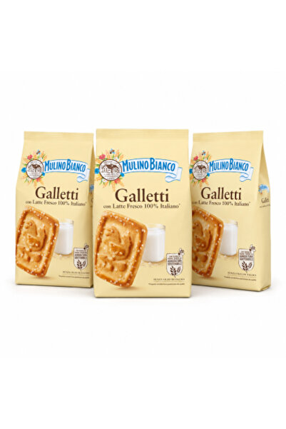 Mulino Bianco Set de 3 biscuiți Galletti cu lapte proaspăt 100% italian, 350 ...