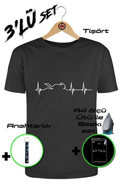 Motosiklet Tshirt Motosiklet & kalp atış Ritmi Tişört