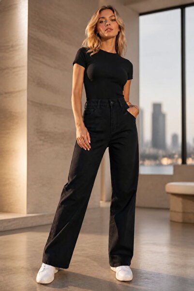 tof jean Hlm Women's Black Casual Jeans Lycra Palazzo New-13
