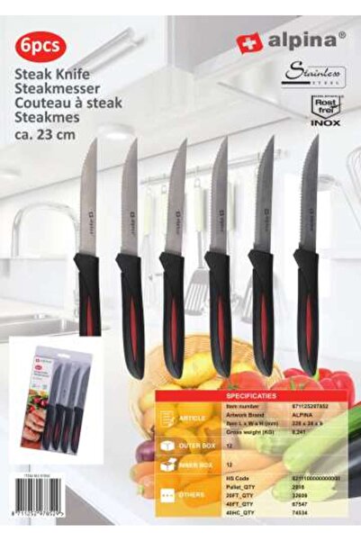 Alpina Set 6 Cutite Bucatarie ,Dimensiune 23 Cm