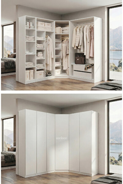 CANBAZ FURNİTURE Mira modüllü köşe 6 MDF kapaklı %100 MDF (KURULUM DAHİL)