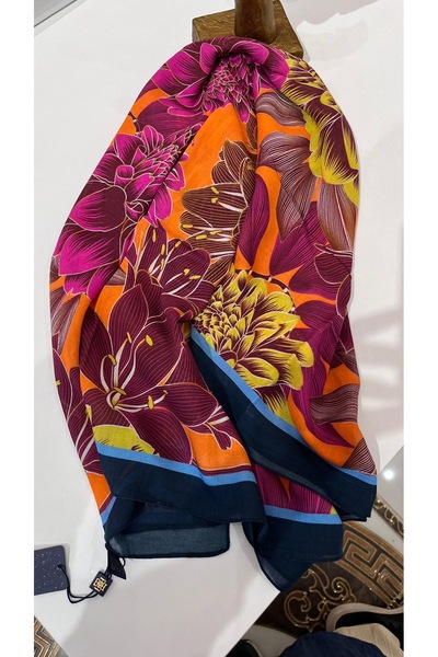 ED Scarf Floral Patterned Viscose Cotton Shawl