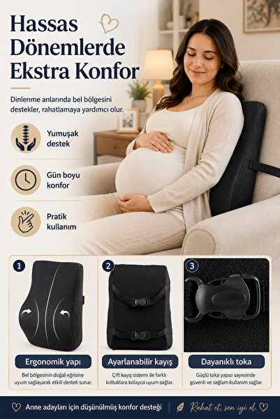 EpiRelax Hamile Bel Desteği Minderi Ergonomik Sırt Yastığı Hamile Koltuk Bel ...