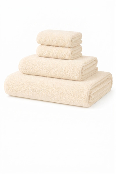 AXXO 4-Piece Beige Premium Microfiber Towel Set 400 G/M² Ultra Absorbent Quic...