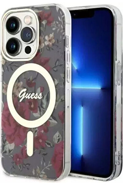 Guess Flower Magsafe Πλαστική Πράσινη Πίσω Θήκη (iPhone 14 Pro) Κωδικός: GUHM...
