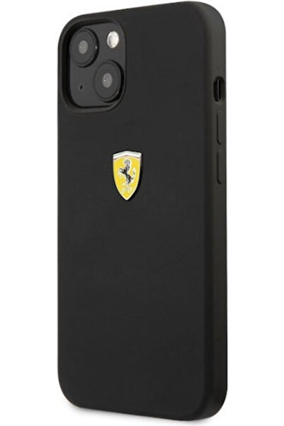 Ferrari Θήκη Πλάτης Σιλικόνης Μαύρη με Λογότυπο Υγρού Μετάλλου (iPhone 13 min...