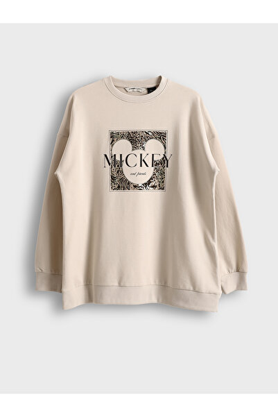 LC Waikiki Tunica hanorac pentru dama cu decolteu rotund cu imprimeu Mickey M...
