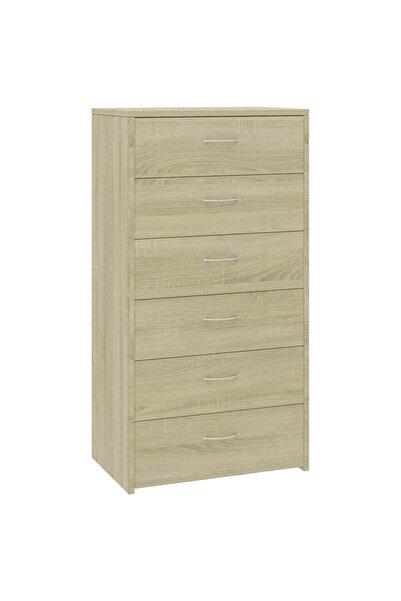 vidaxl Dulap cu 6 sertare, stejar Sonoma, 50x34x96 cm, lemn prelucrat