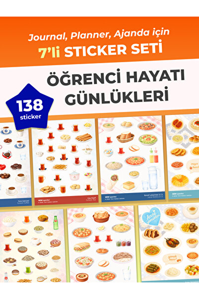 ÖĞRENCİLİK GÜNLÜKLERİ, Anne Yemekleri, Çay ve Atıştırmalık Sticker Seti, Journal & Ajanda Koleksiyonu
