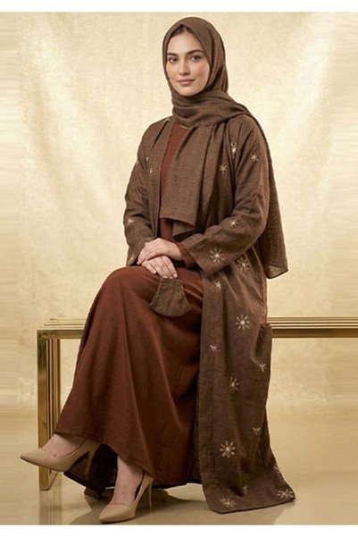 Muchmy Women Premium Maroon embroidered Abaya With Inner And Sheila 3 Pieces Casual For Muslim Ladies Dress