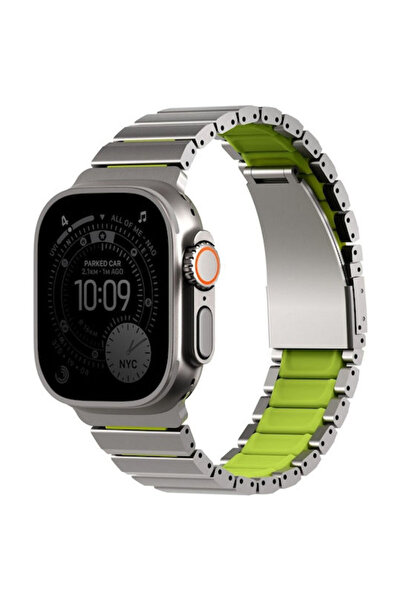 uniq Strova Flex Strap Apple Watch 44 45 46 49mm Ασημί Λάιμ