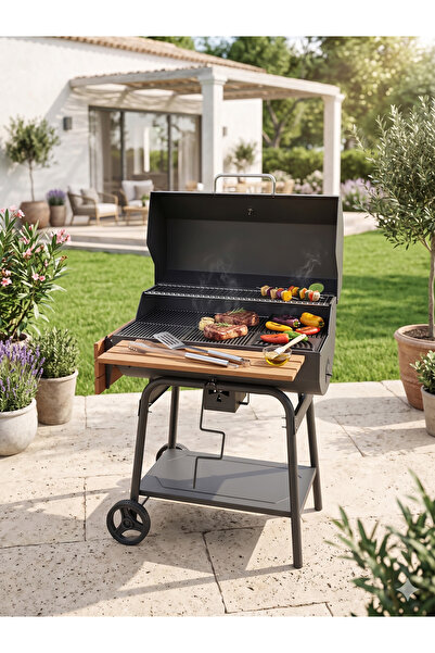 Efsoon Organics Fanus Profesyonel Kapaklı Barbekü & Mangal – Termometreli ve ...