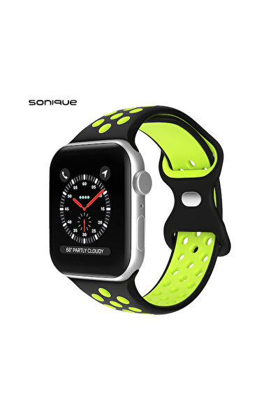 Other Σονίκ Σπορ Λουράκι Σιλικόνης Μαύρο / Λάχανο (Apple Watch 38/40/41/42mm)