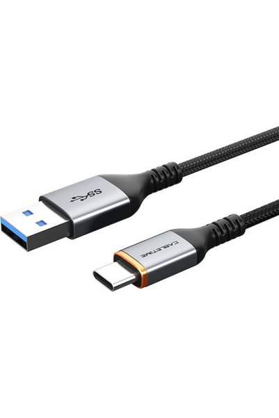 Cabletime Πλεγμένο Καλώδιο USB 2.0 USB-C Αρσενικό σε USB-C 15W Μαύρο 1μ