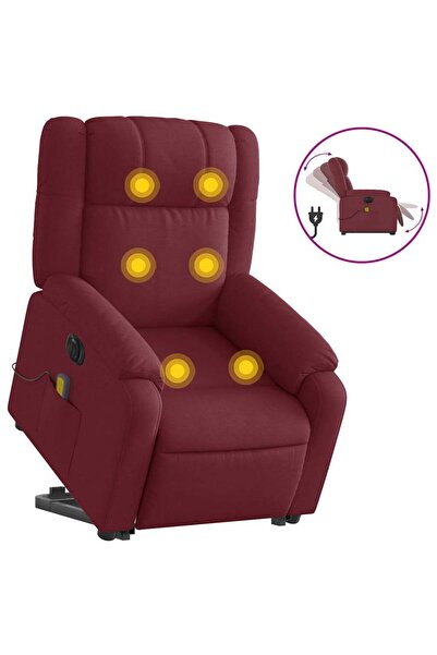 vidaxl Fotoliu de masaj electric rabatabil cu ridicare roșu vin textil