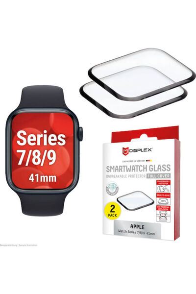 Displex FC Γυαλί Apple Watch 7 8 9 41mm Μαύρο Σετ 2 τεμαχίων