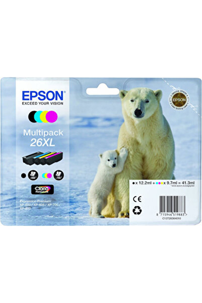 EPSON 26XL Γνήσια συσκευασία 4 μελανιών για εκτυπωτές InkJet Κίτρινο / Κυανό ...