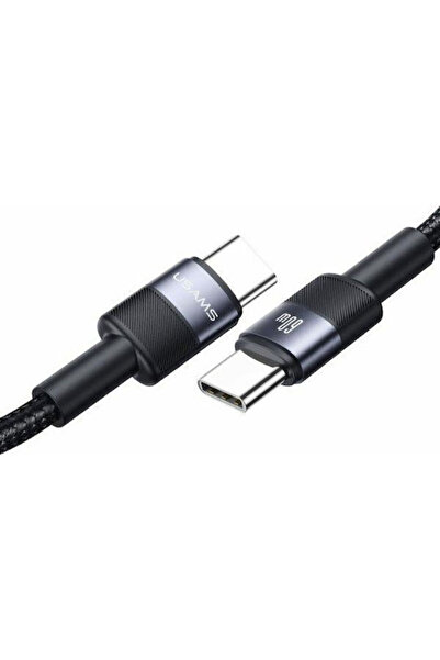 Usams Πλεκτό Καλώδιο USB 2.0 USB-C Αρσενικό - USB-C 60W PD Μαύρο 1.2μ