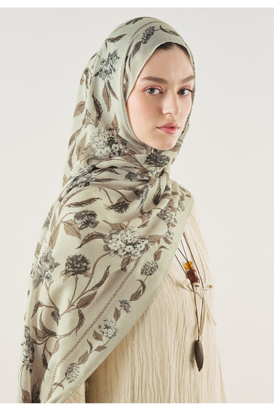 Freshscarfs Stone Bloomy Pattern Soft Viscose Shawl