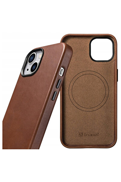 ICARER Husă din piele premium cerată cu ulei pentru iPhone 14 Plus, magnetică