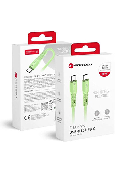 Forcell F-energy Καλώδιο USB 2.0 USB-C αρσενικό - USB-C 60W Πράσινο 1μ