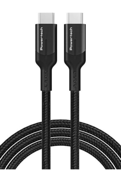 POWERTECH Πλεγμένο Καλώδιο USB 2.0 USB-C Αρσενικό - USB-C 240W PD Μαύρο 1μ PT...