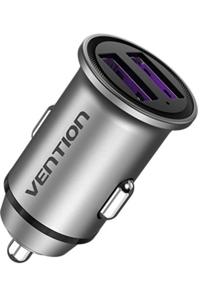 Vention Φορτιστής αυτοκινήτου 30W με θύρες: 2xUSB Γκρι χρώμα Κωδικός: FFEH0