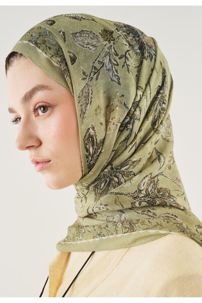 Freshscarfs Etnički šal sa uzorkom cvetanja, mekana viskoza, zeleni