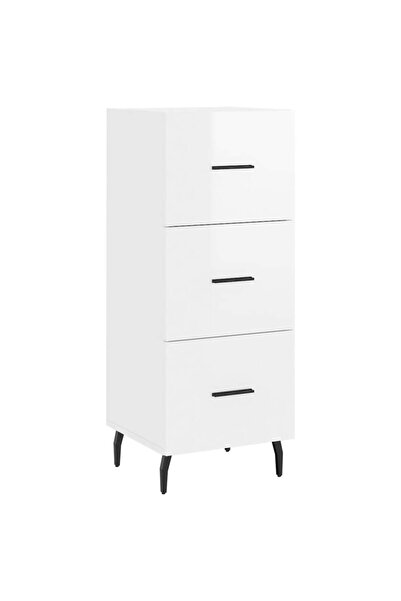 vidaxl Servantă, alb extralucios, 34,5x34x90 cm, lemn compozit