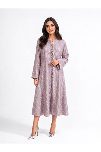 DAY BY DAY Kuwaiti Women's Mid-Length Robe with Embroidery on the Front and Back
