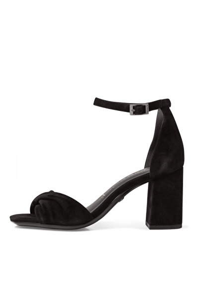 Tamaris Black suede sandals with high square heel