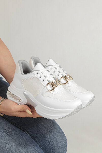 Mamito Ayakkabı Mdl 672 Stone Detailed Lace-Up High-Sole Sports Shoes