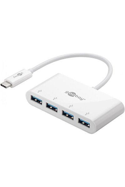 goobay Διανομέας USB 4 Θυρών USB 3.0 με σύνδεση USB-C Λευκό Κωδικός: 66274