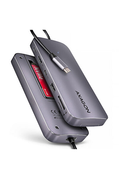Axagon Σταθμός σύνδεσης USB-C με HDMI 4K, PD και υποστήριξη για 2 οθόνες, Γκρ...