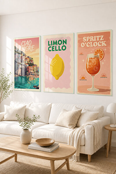MAZE ATELIER Dopamin Cam Tablo Seti Üçlü | Ciao Amore Limoncello Spritz | İta...
