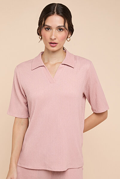 R&B Textured Polo T-Shirt with Short Sleeves